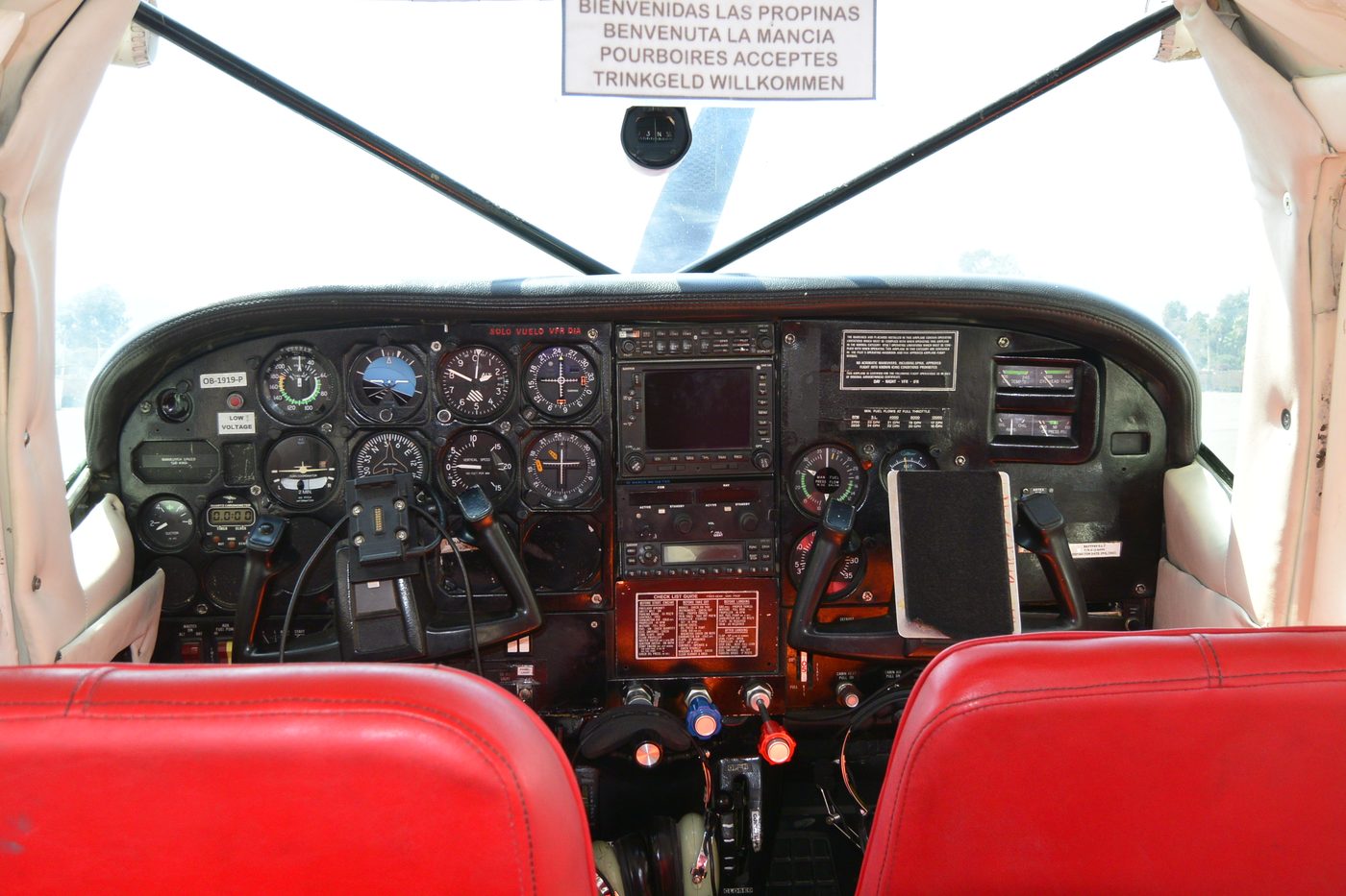 Cockpit instruments in a safari aircraft